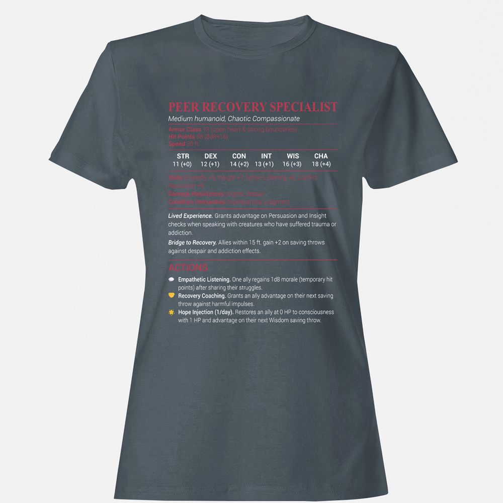 Peer Recovery Specialist Women's T-Shirt - Charcoal - 3