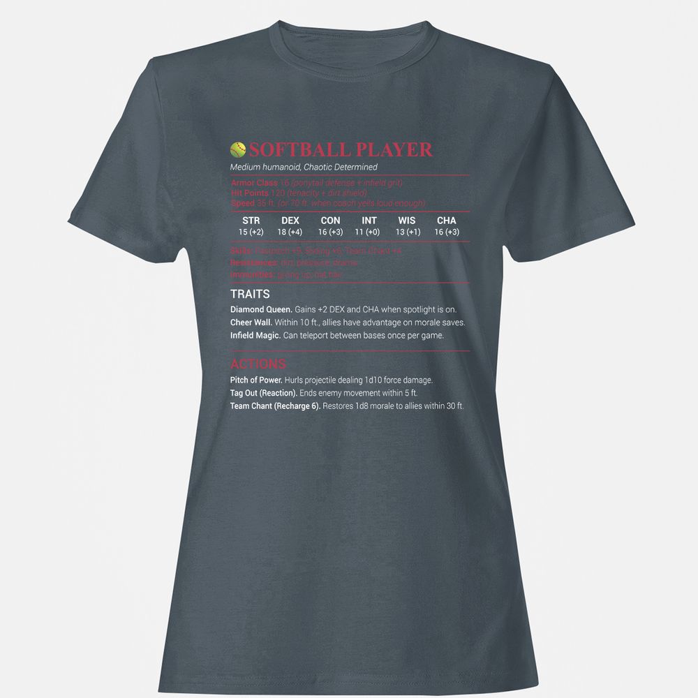 Softball Player Women's T-Shirt - Charcoal - 3
