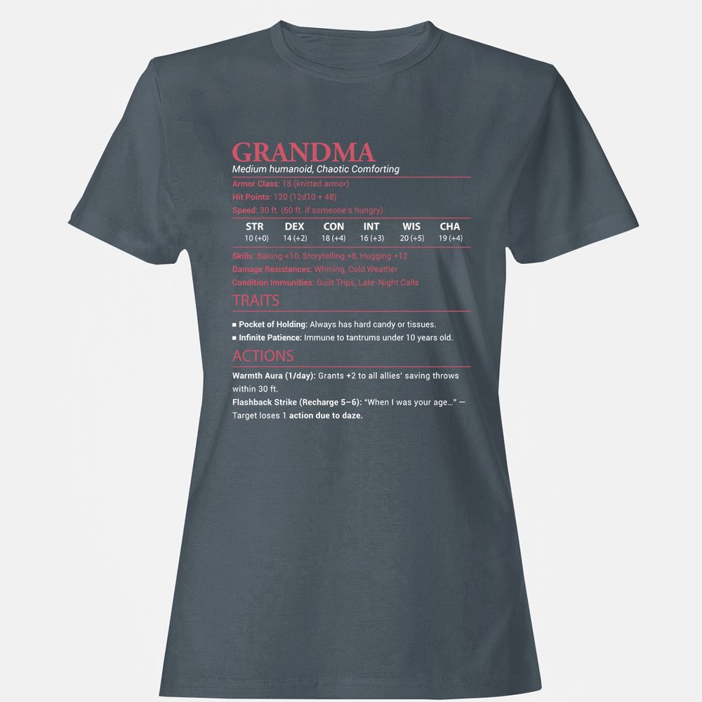 Grandma Stats Women's T-Shirt - Charcoal - 3