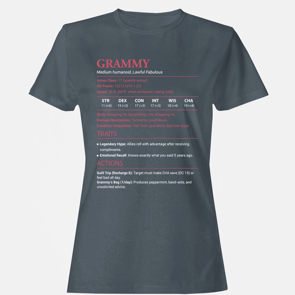 Grammy Stats Women's T-Shirt - Charcoal - 3