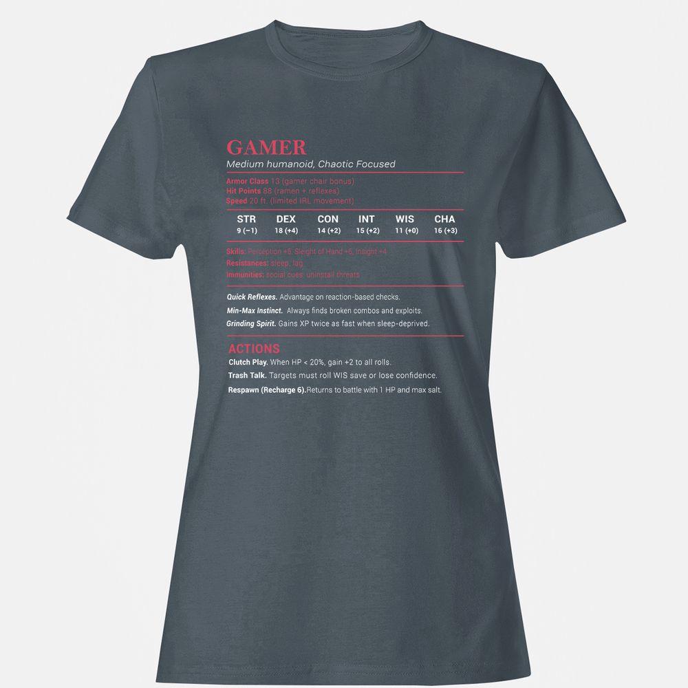 Gamer Stats Women's T-Shirt - Charcoal - 3