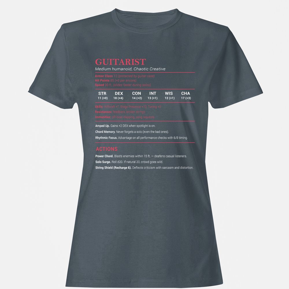 Guitarist Stats Women's T-Shirt - Charcoal - 3