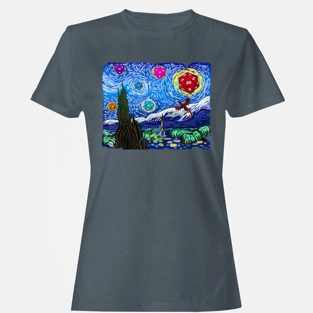 Dragon Starry Night Women's T-Shirt - Charcoal - 3
