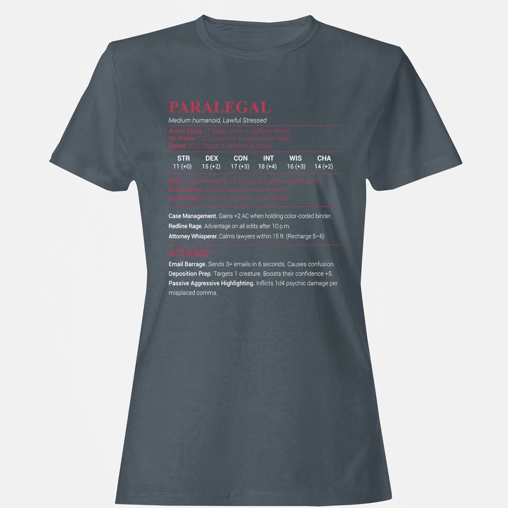 Paralegal Stats Women's T-Shirt - Charcoal - 3
