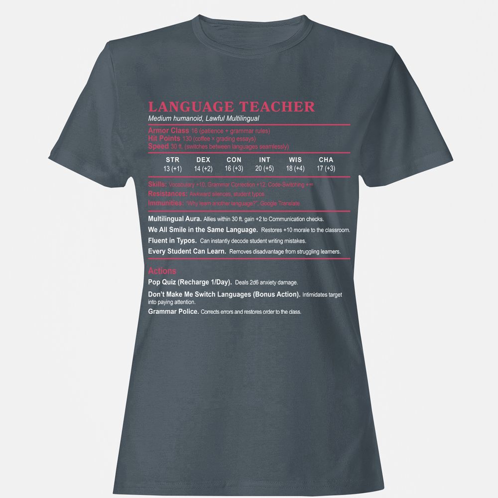 Language Teacher Women's T-Shirt - Charcoal - 3