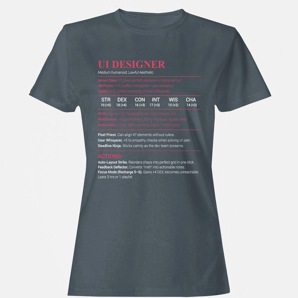 UI Designer Women's T-Shirt - Charcoal - 3