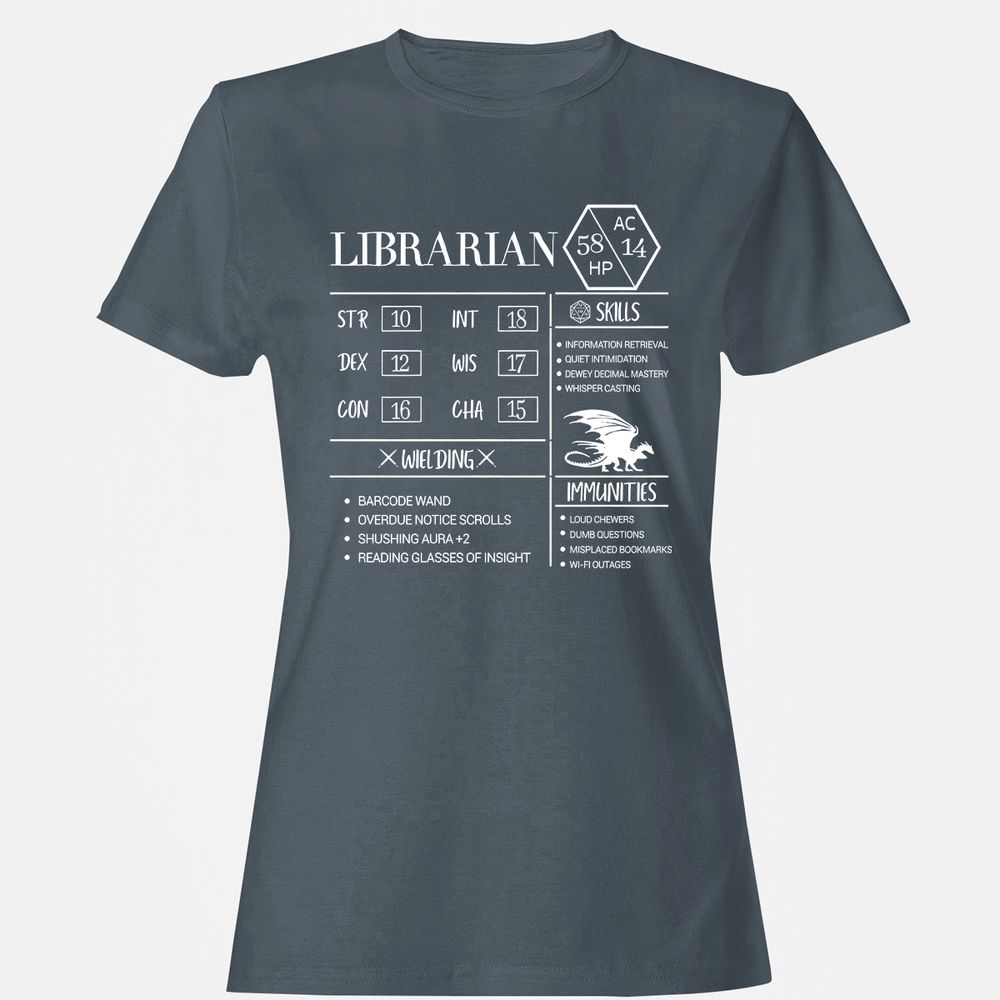 Librarian New Women's T-Shirt - Charcoal - 3