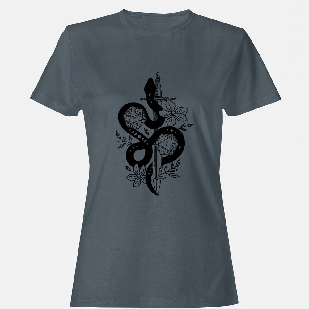 D20 Snake and Sword Women's T-Shirt - Charcoal - 3