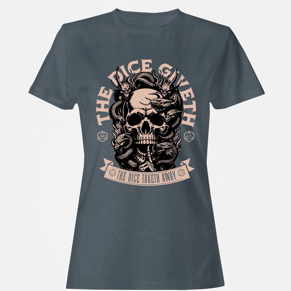 The Dice Giveth The Dice Taketh Away Women's T-Shirt - Charcoal - 3