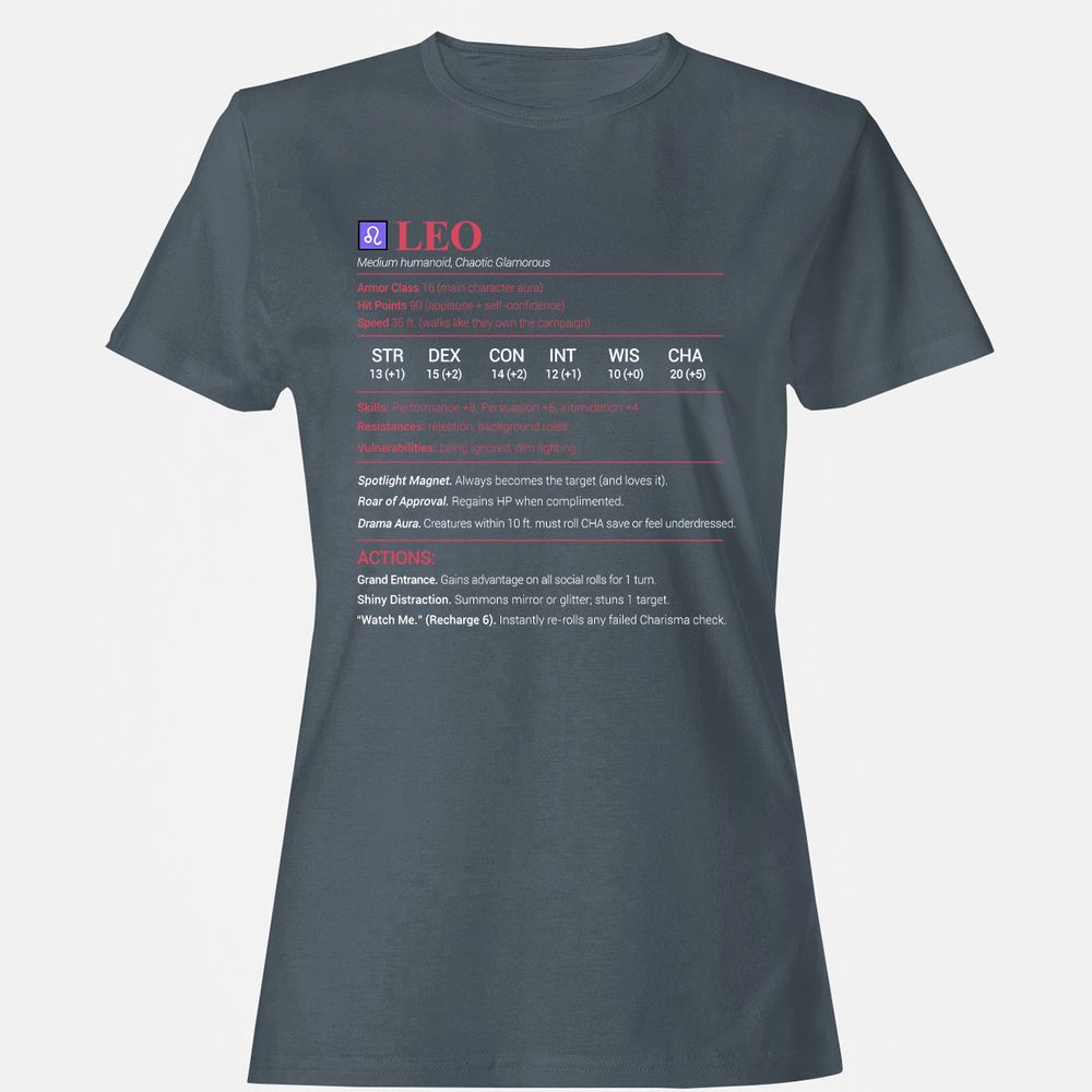 Leo Stats Women's T-Shirt - Charcoal - 3