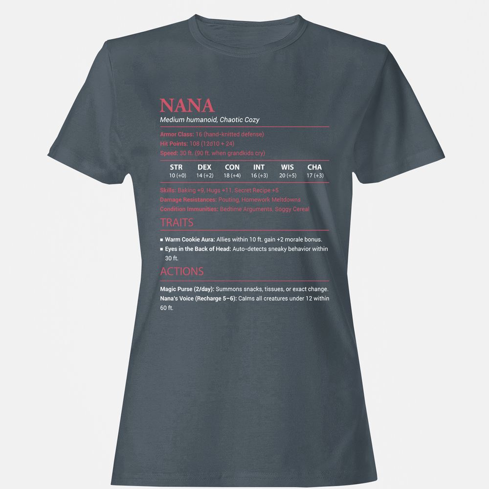 Nana Stats Women's T-Shirt - Charcoal - 3