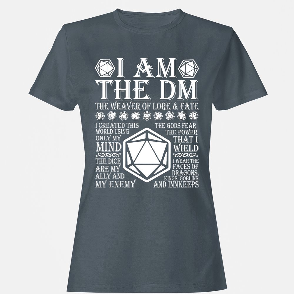 I Am The DM The Weaver Of Lore And Fate Women's T-Shirt - Charcoal - 3