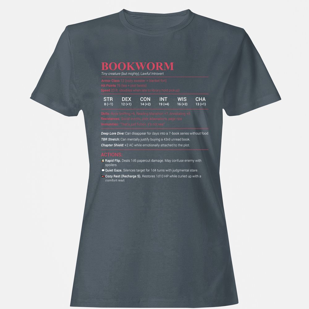Bookworm Stats Women's T-Shirt - Charcoal - 3