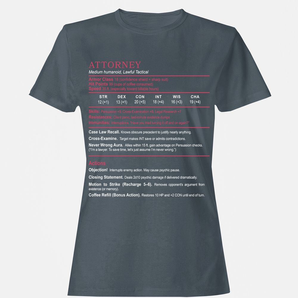 Attorney Women's T-Shirt - Charcoal - 3