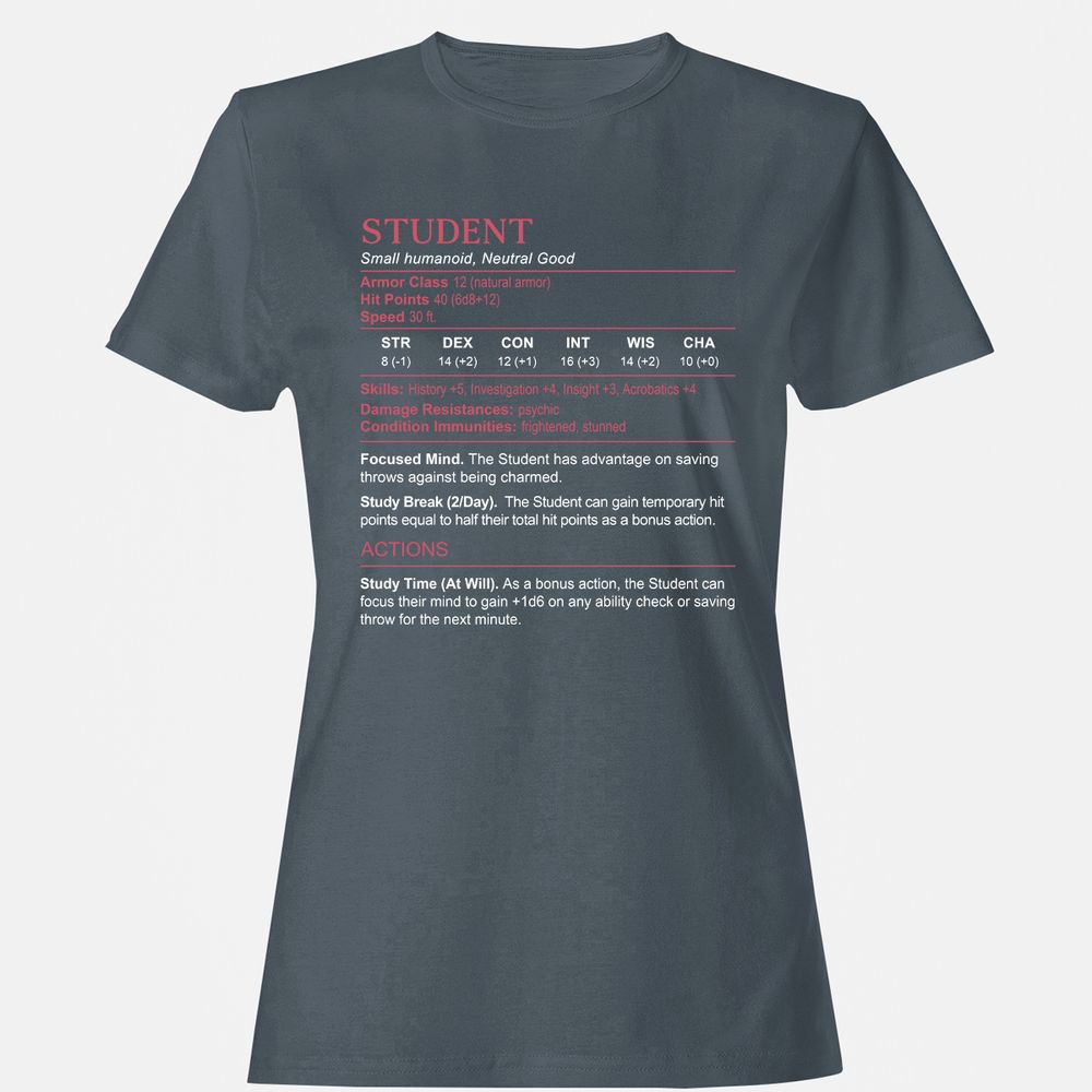 Student Stats Women's T-Shirt - Charcoal - 3