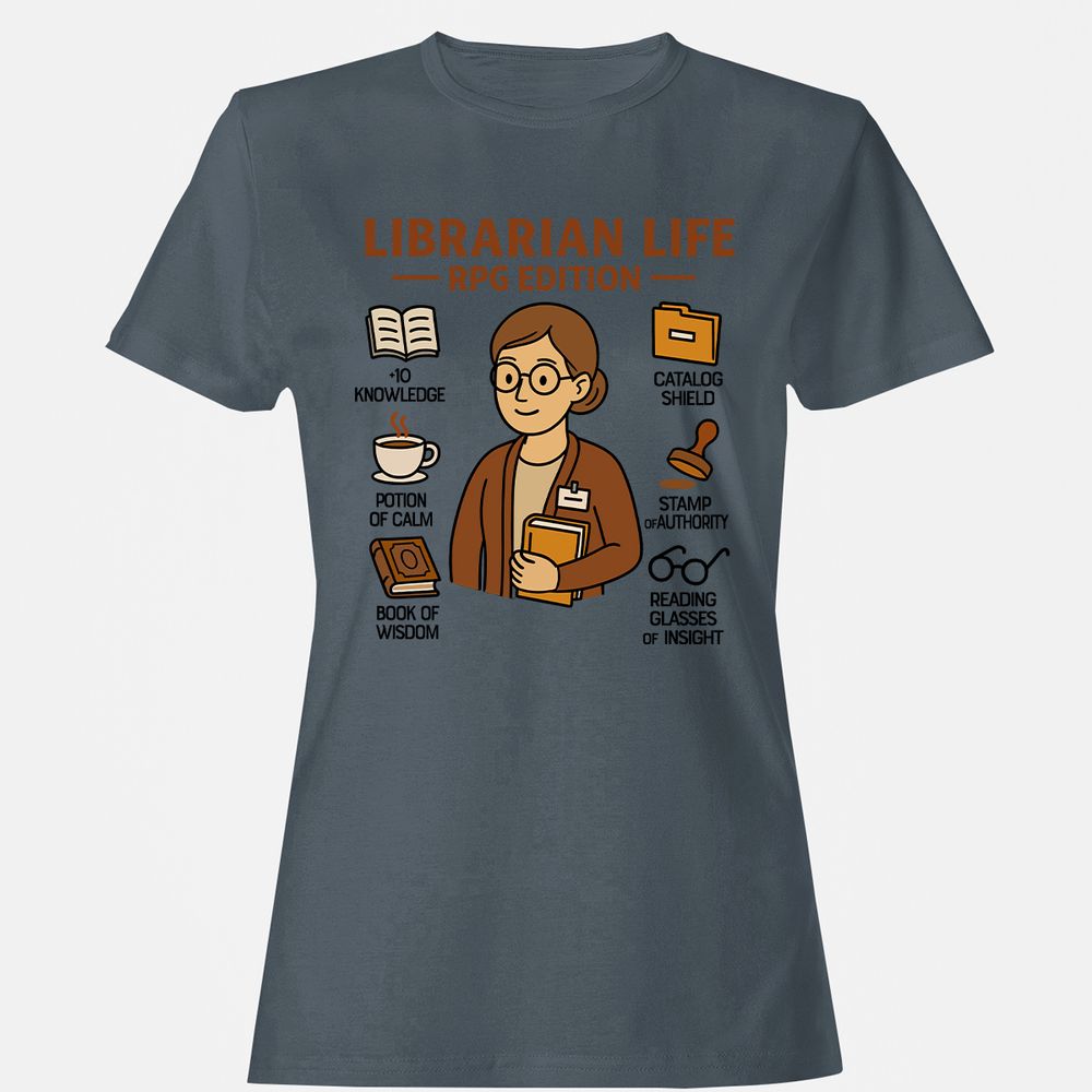 Librarian Life RPG Edition Women's T-Shirt - Charcoal - 3