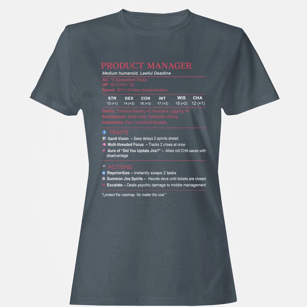 Product Manager Stats (PM) Women's T-Shirt - Charcoal - 3