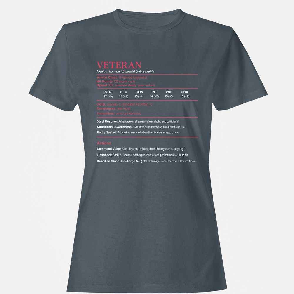Veteran Stats Women's T-Shirt - Charcoal - 3
