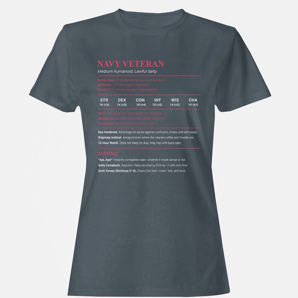 Navy Veteran Women's T-Shirt - Charcoal - 3