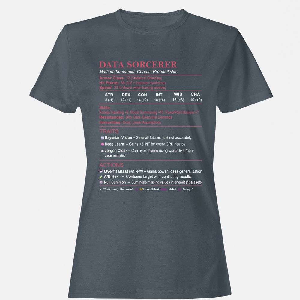 Data Scientist Stats (Data Sorcerer) Women's T-Shirt - Charcoal - 3