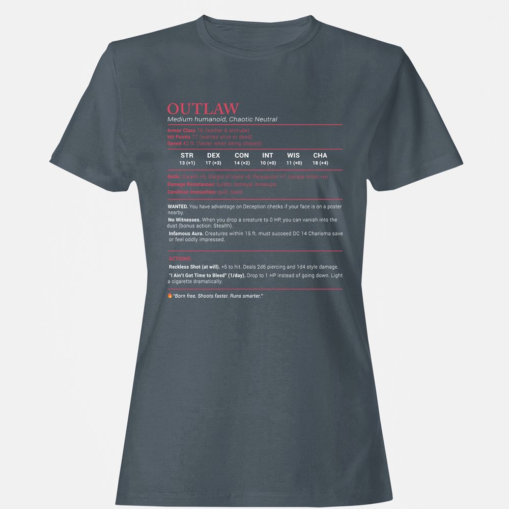 Outlaw Stats Women's T-Shirt - Charcoal - 3