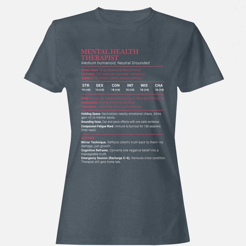 Mental Health Therapist Stats Women's T-Shirt - Charcoal - 3