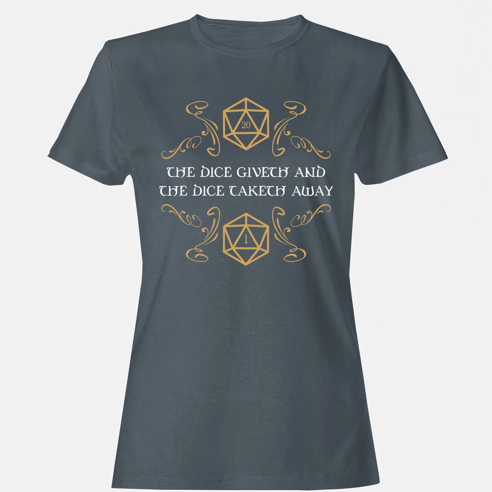 The Dice Giveth and Taketh Away Natural 20 and Critical Fail Women's T-Shirt - Charcoal - 3