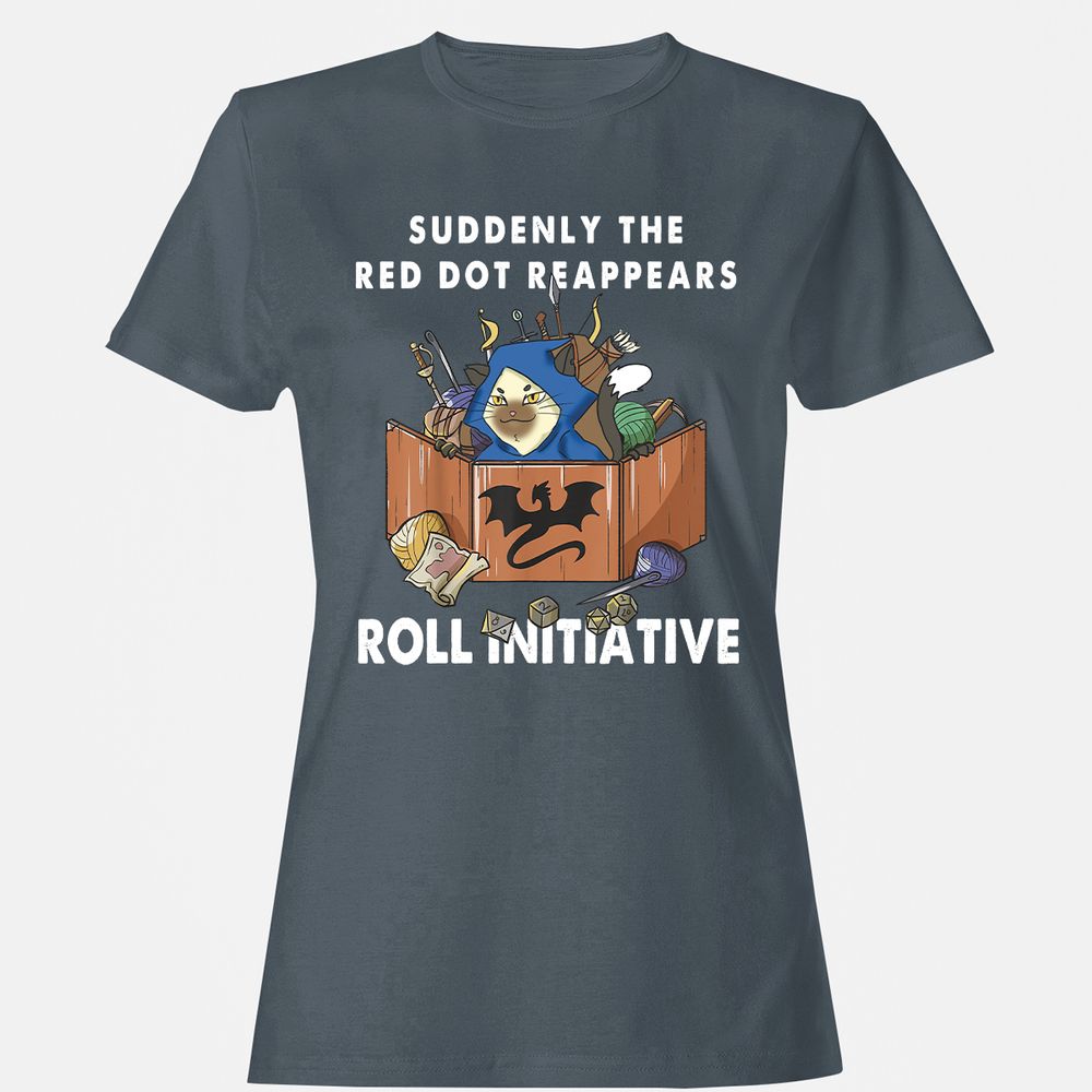 Suddenly The Red Dot Reappears Roll Initiative Women's T-Shirt - Charcoal - 3