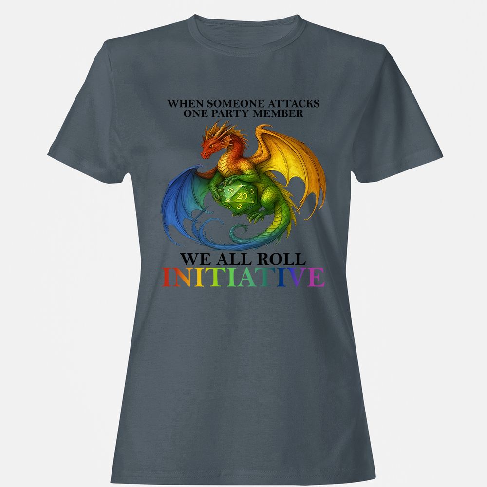 Dragon We All Roll For Initiative Women's T-Shirt - Charcoal - 3