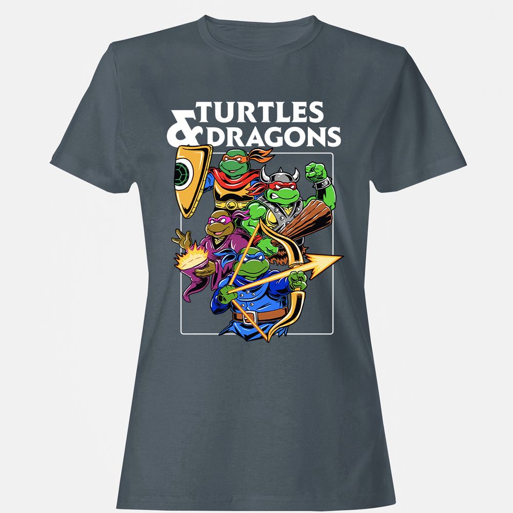 Turtles & Dragons Women's T-Shirt - Charcoal - 3
