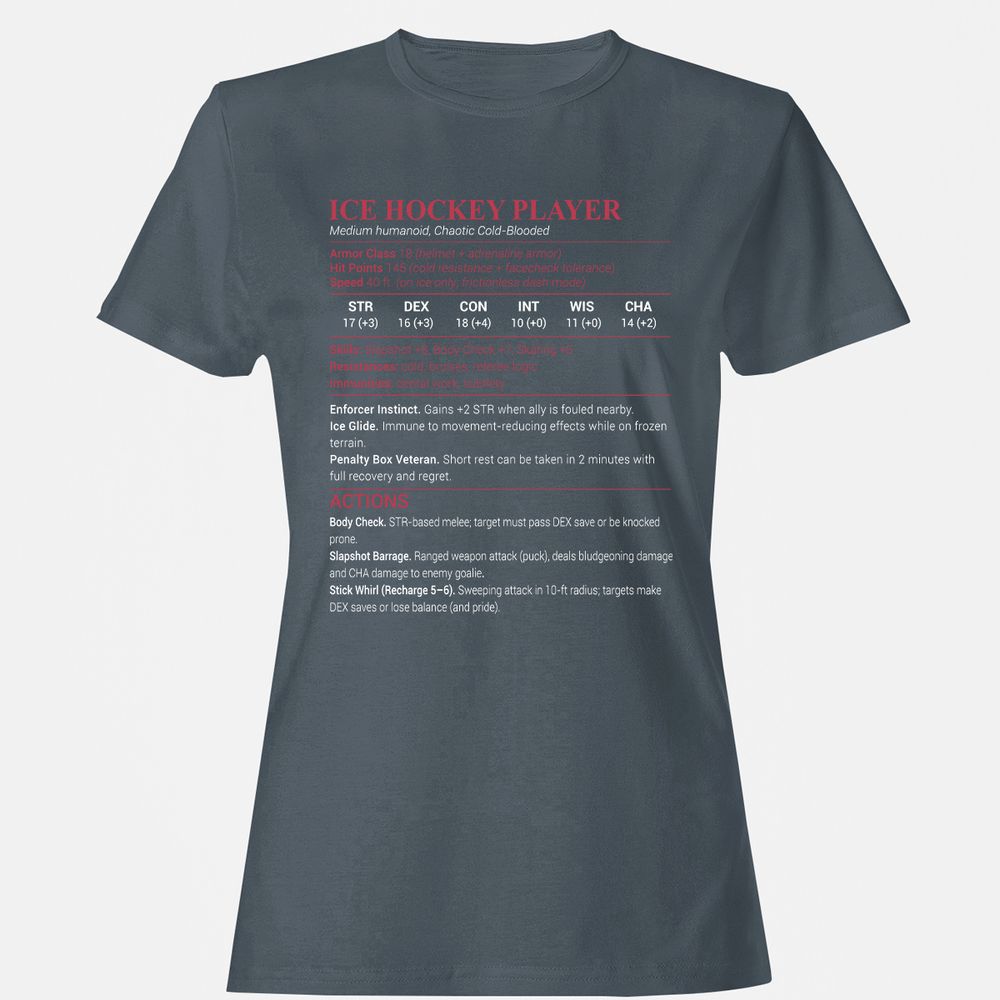 Ice Hockey Player Women's T-Shirt - Charcoal - 3