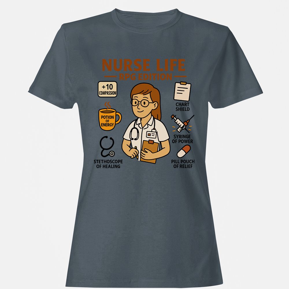 Nurse Life RPG Edition Women's T-Shirt - Charcoal - 3