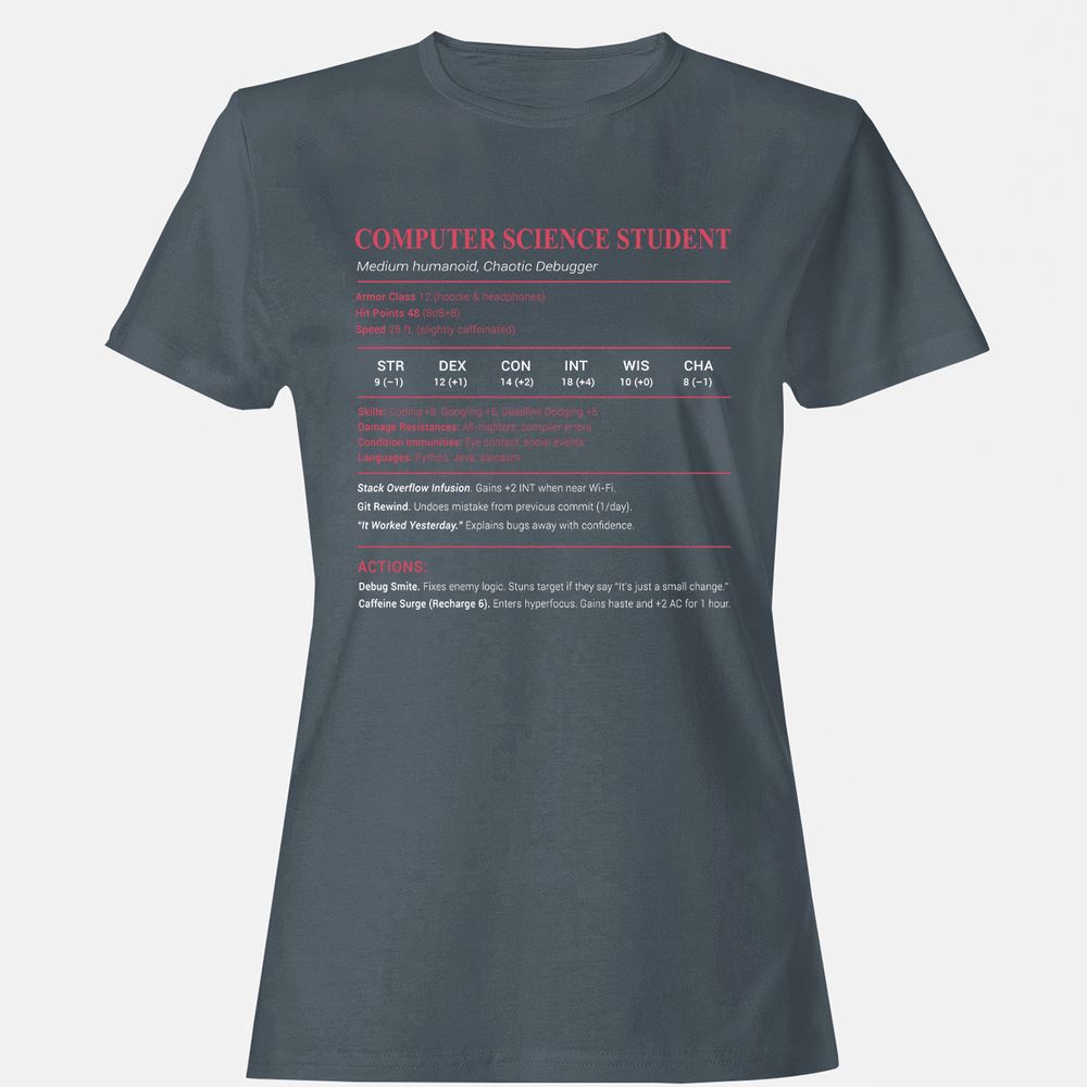 Computer Science Student Women's T-Shirt - Charcoal - 3
