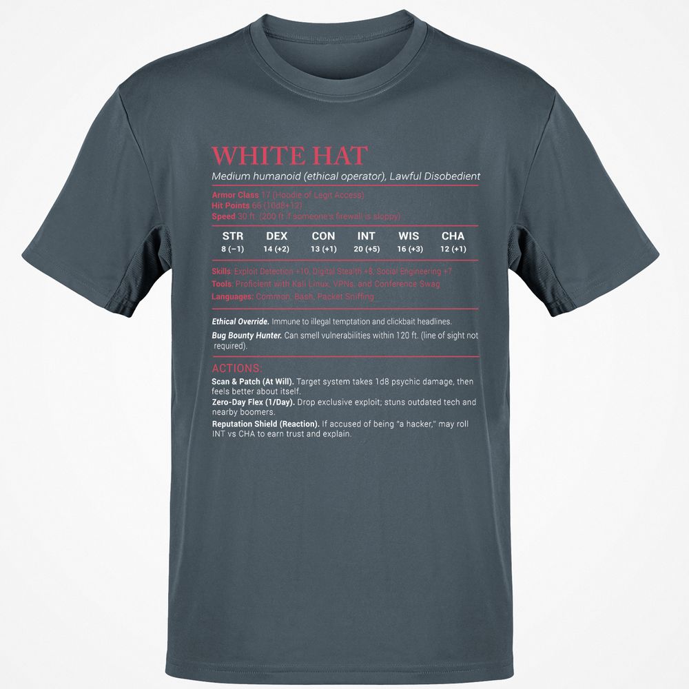 White Hat Stats Classic Unisex T-Shirt - Charcoal - 3