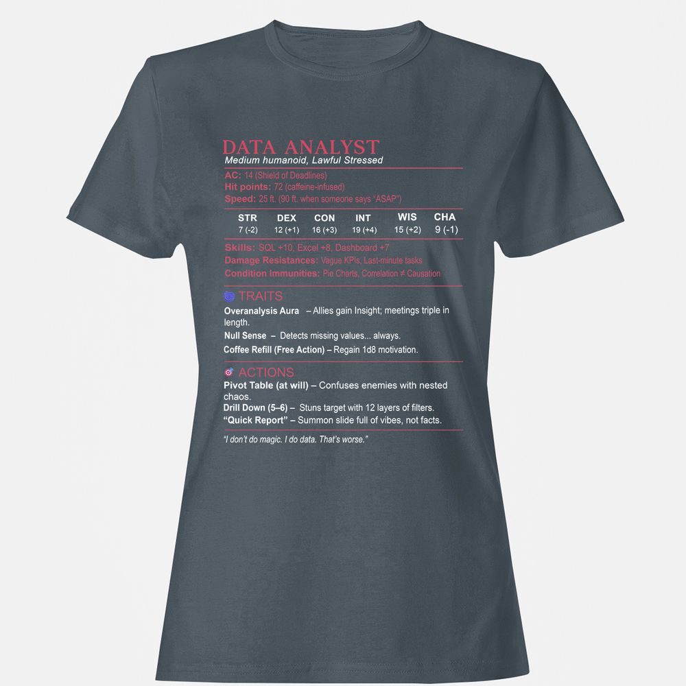 Data Analyst Stats Women's T-Shirt - Charcoal - 3