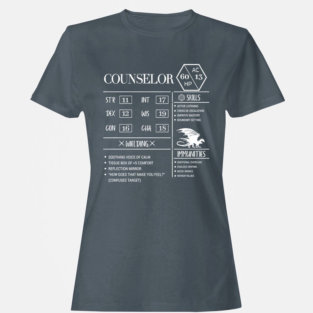 Counselor New Women's T-Shirt - Charcoal - 3