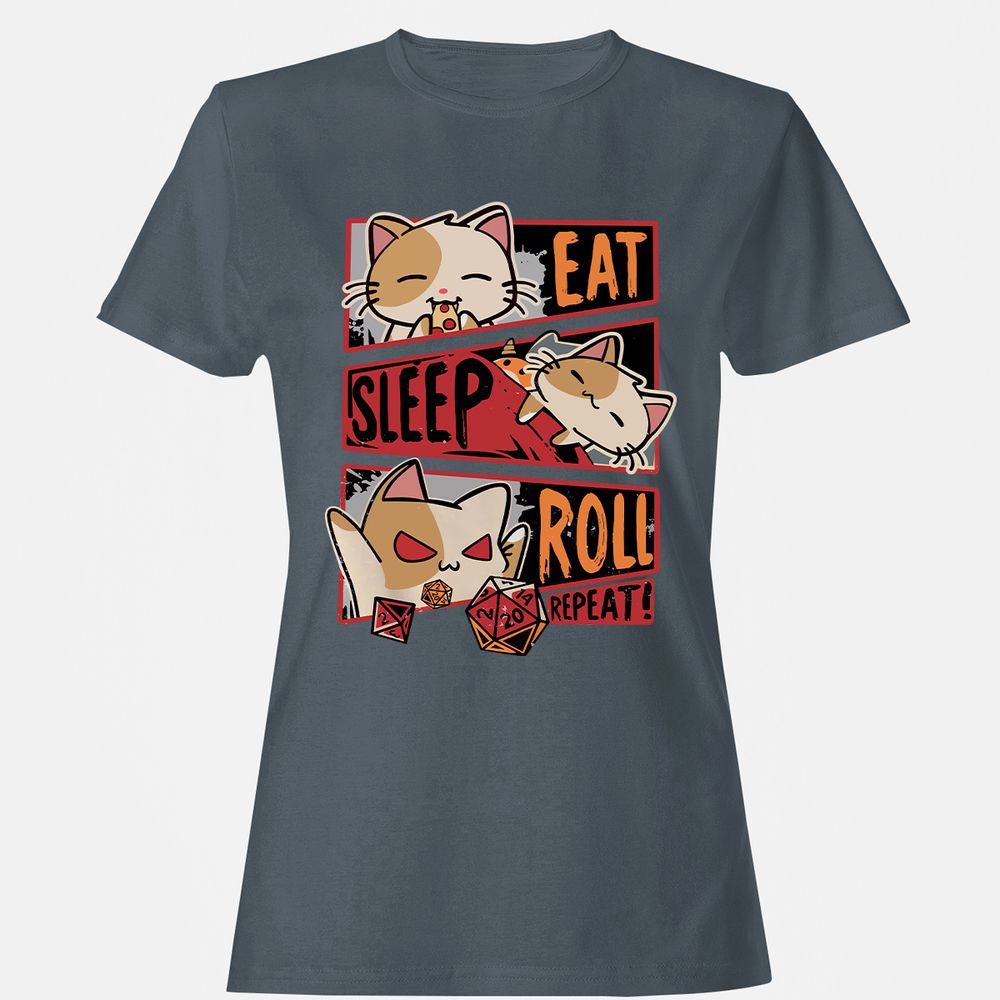 Eat Sleep Roll Repeat Women's T-Shirt - Charcoal - 3