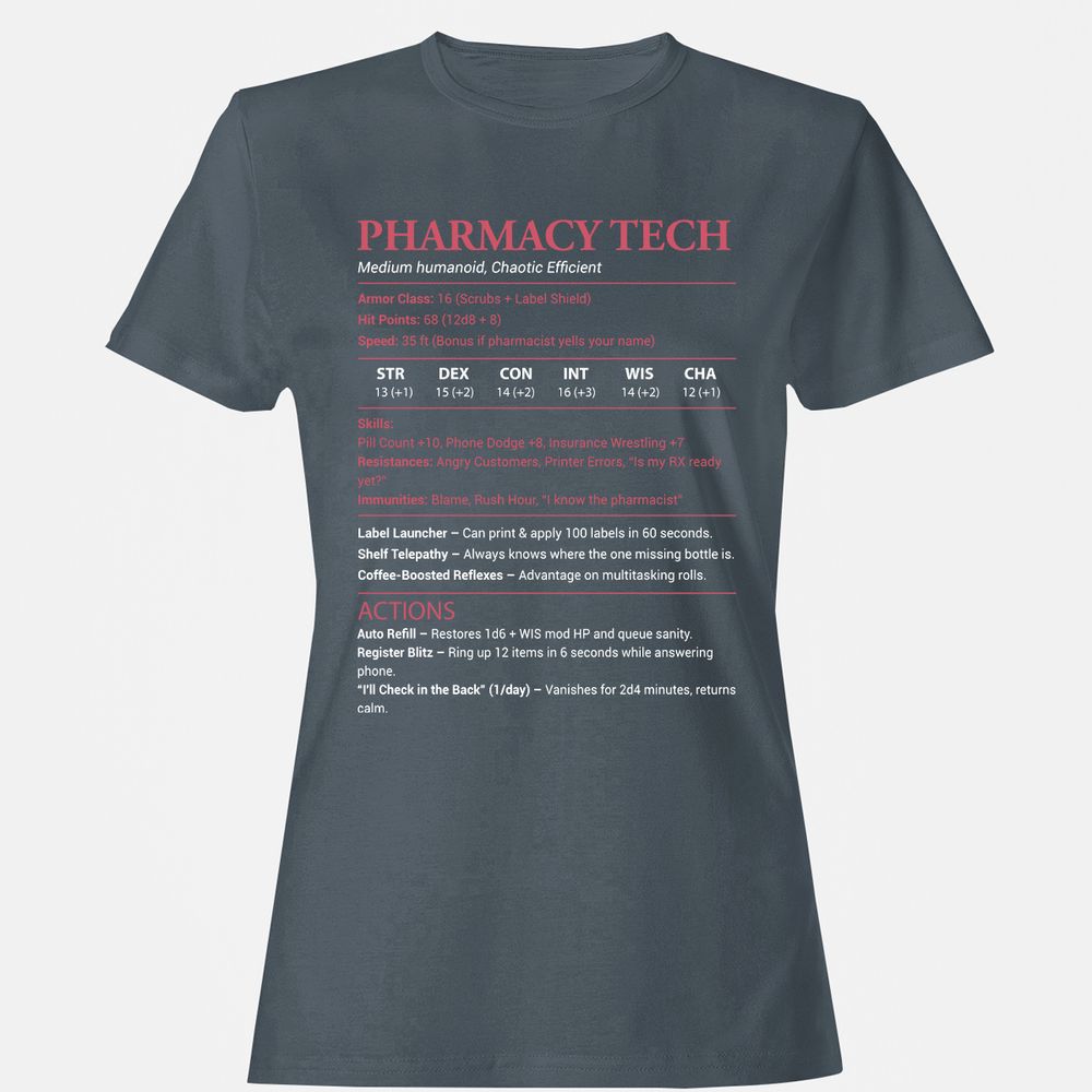 Pharmacy Tech Women's T-Shirt - Charcoal - 3