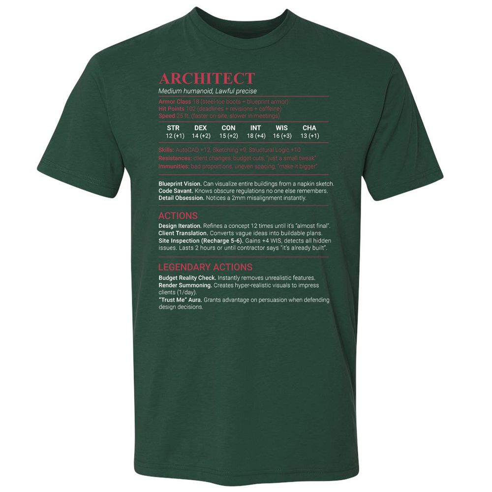 Architect Stats Premium Unisex T-Shirt - Forest Green - 3