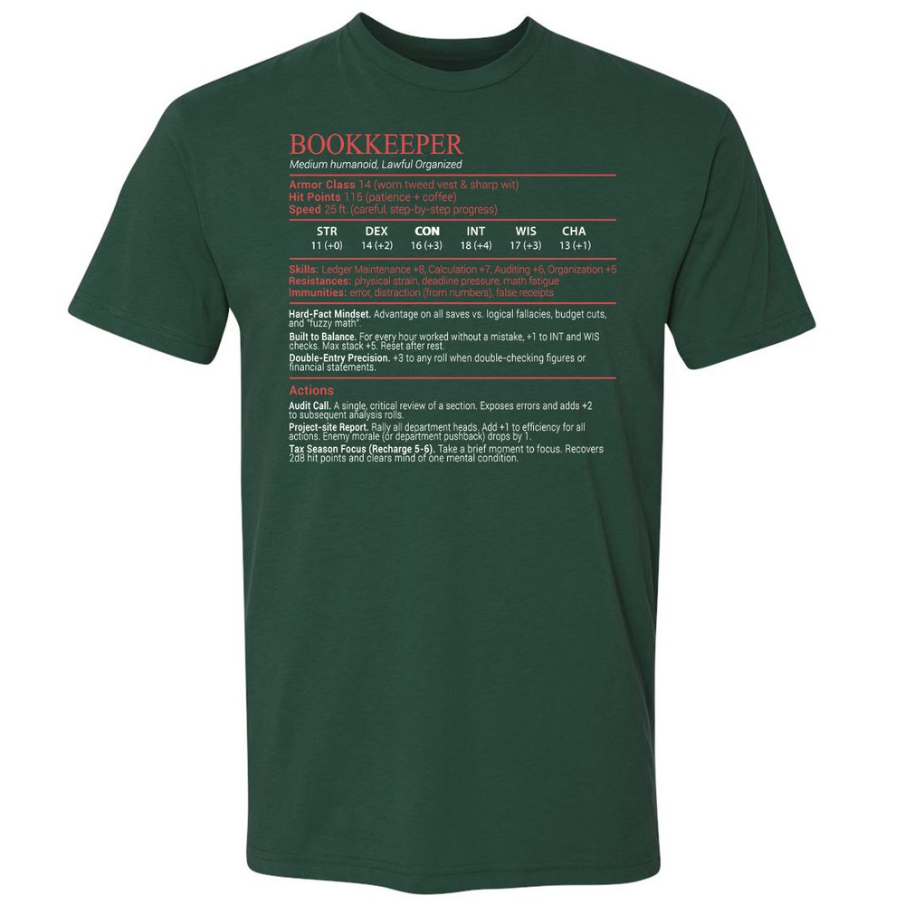 Bookkeepper Stats Block - Forest Green - 3