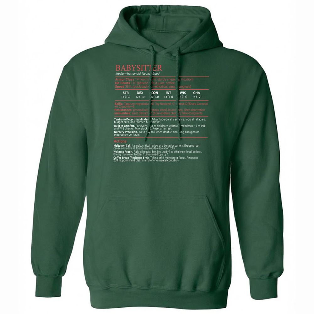 Baby Sitter Stats Block - Forest Green - 3