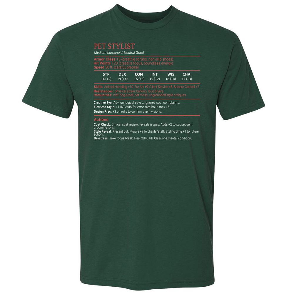 Pet Stylist Stats Block - Forest Green - 3