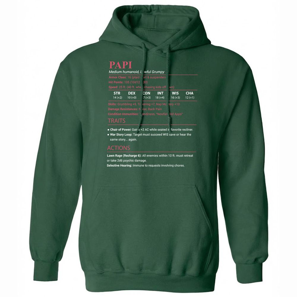 Papi Stats Classic Unisex Hoodie - Forest Green - 3