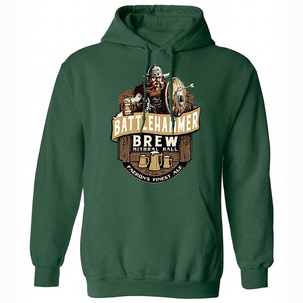 Battlehammer Brew Classic Unisex Hoodie - Forest Green - 3
