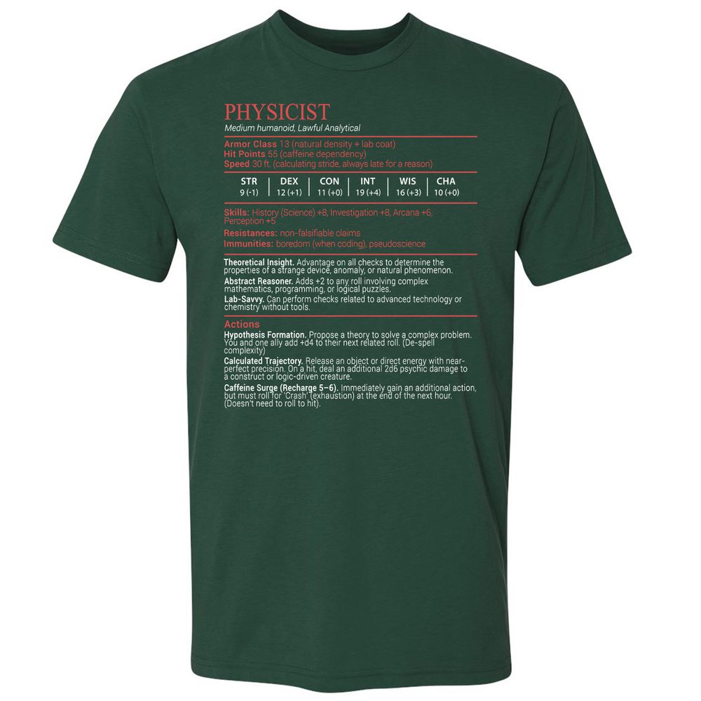 Physicist Stats Block - Forest Green - 3
