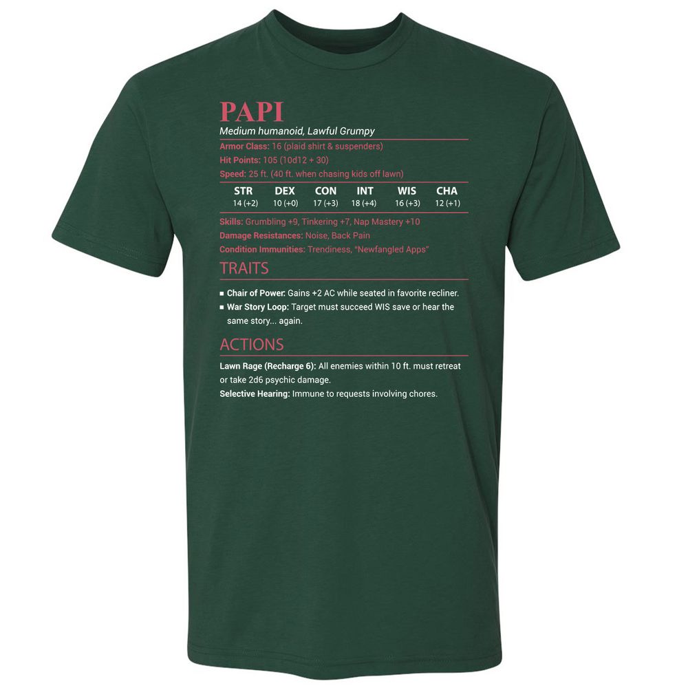 Papi Stats Premium Unisex T-Shirt - Forest Green - 3