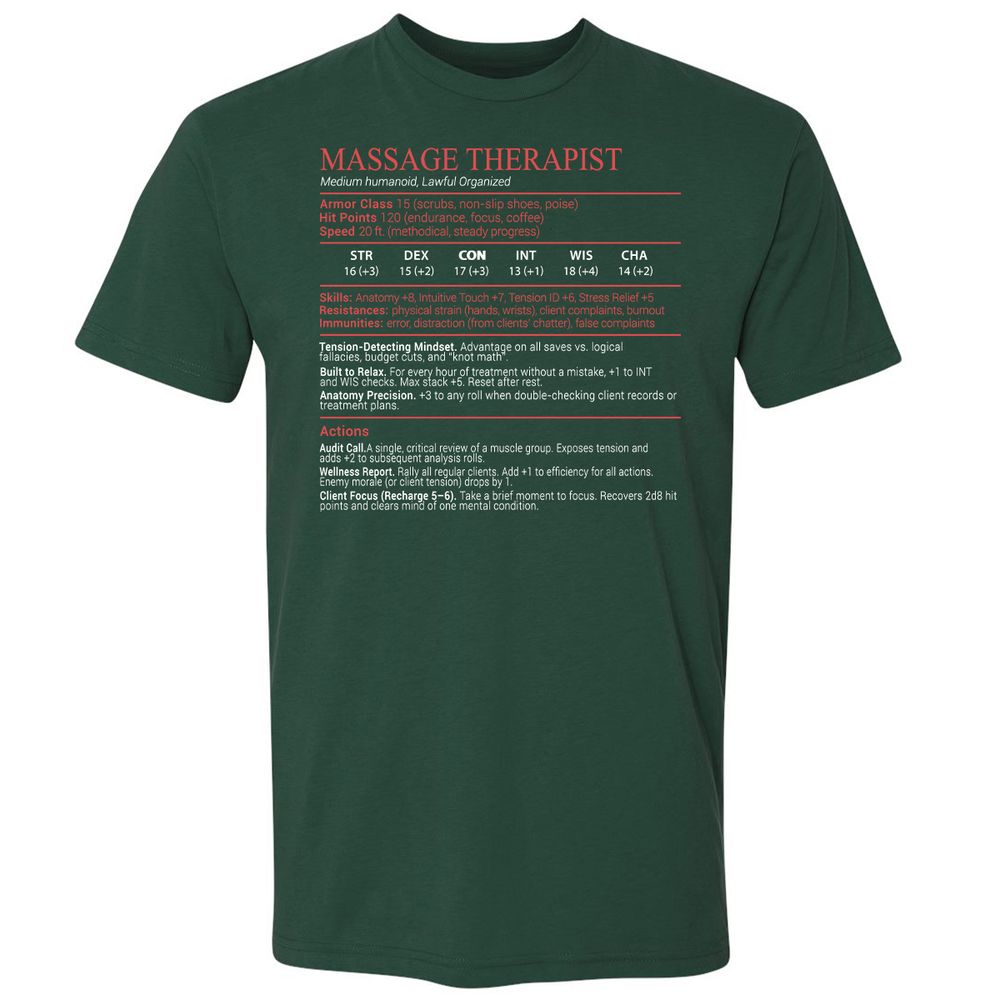 Massage Therapist Stats Block - Forest Green - 3