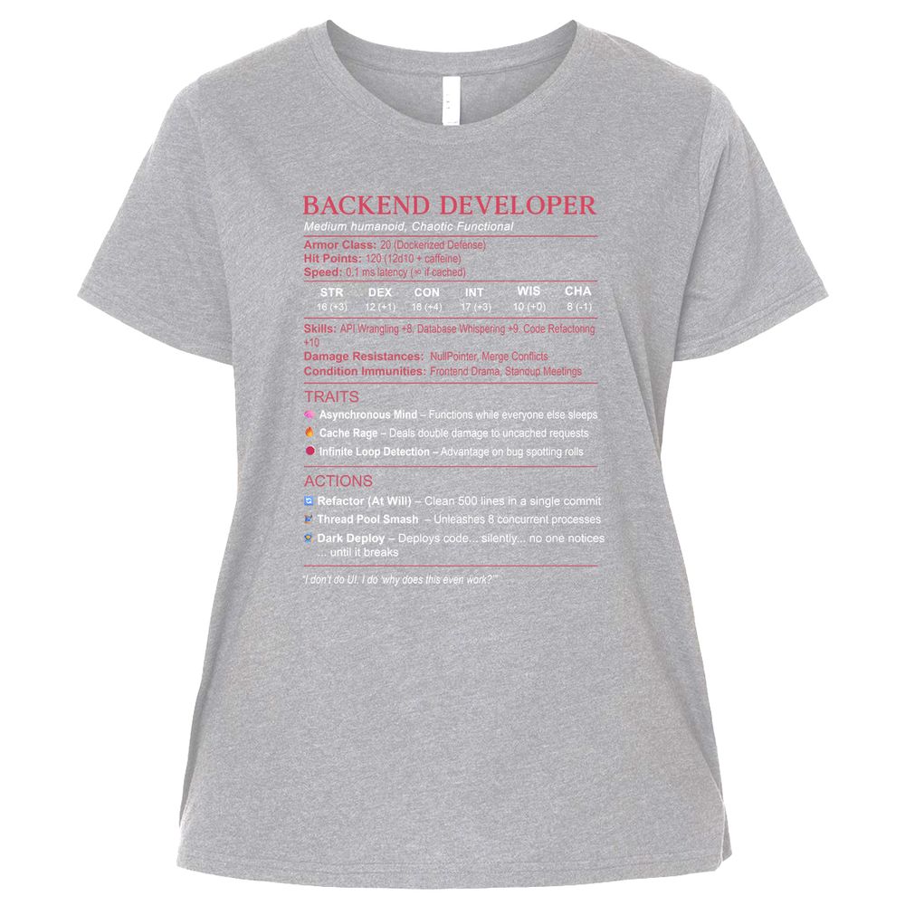 Backend Developer Stats Ladies Curvy Jersey - Heather - 3