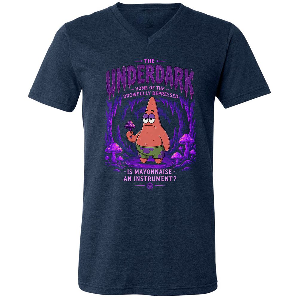 The Underdark Unisex V-Neck T-Shirt - Heather Navy - 3