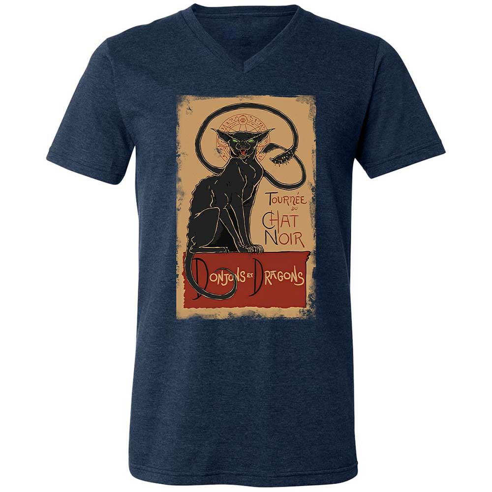 Tournee Du Chat Noir Unisex V-Neck T-Shirt - Heather Navy - 3